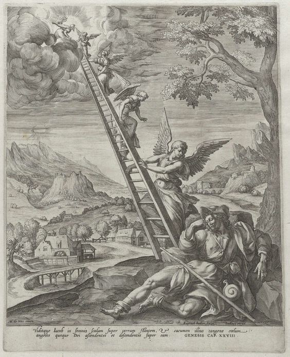 Engraving of Jacob's ladder by Raphael Sadeler the Elder